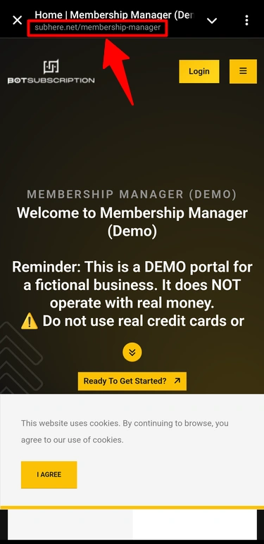 Web portal link updated with a custom path in TGmembership